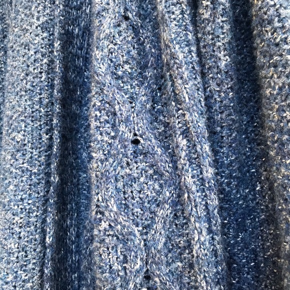 BackDrop Long Blue Cable Knit Cardigan - Picture 2 of 5